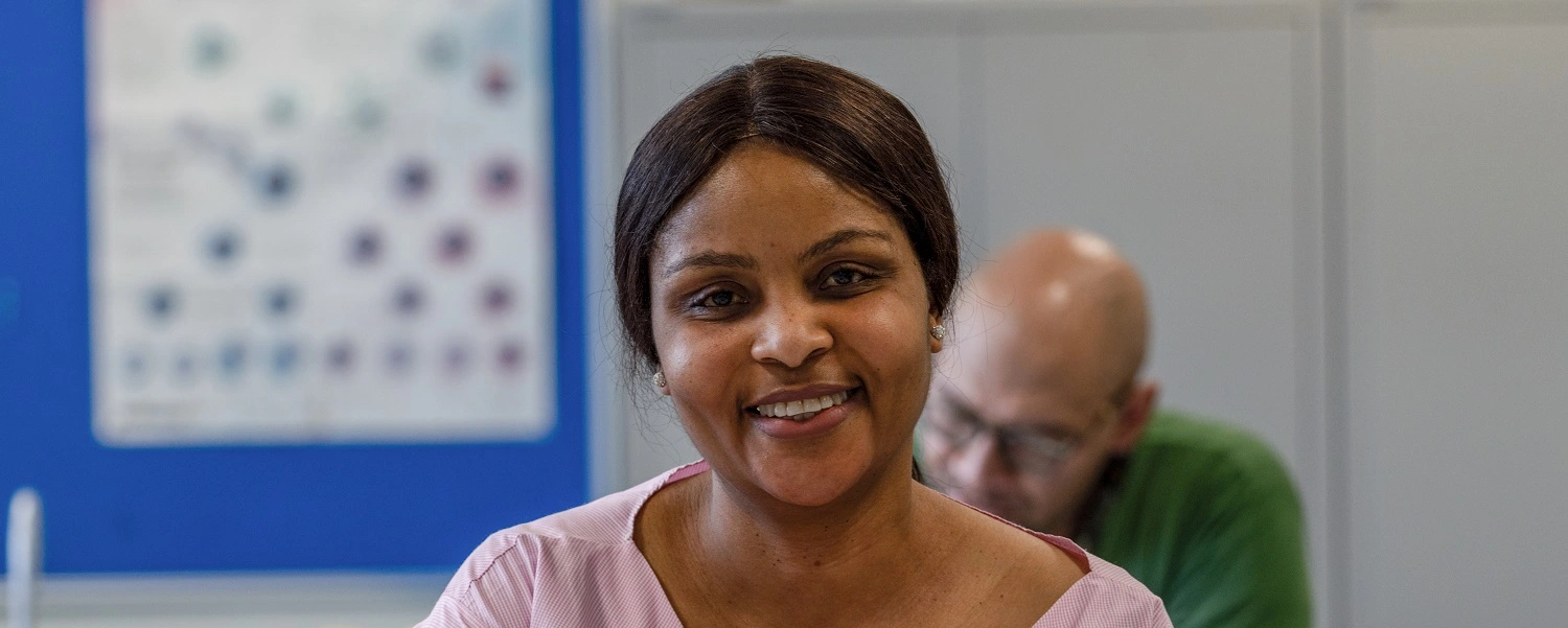 Mature student in a classroom
